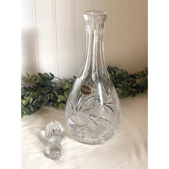 Czech Republic TOM Bohemia Hand Cut Lead CRYSTAL DECANTER / CRUET Brilliant Cuts - Picture 7 of 8